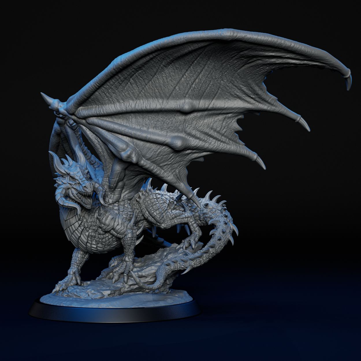Ancient Black Dragon miniature, front view