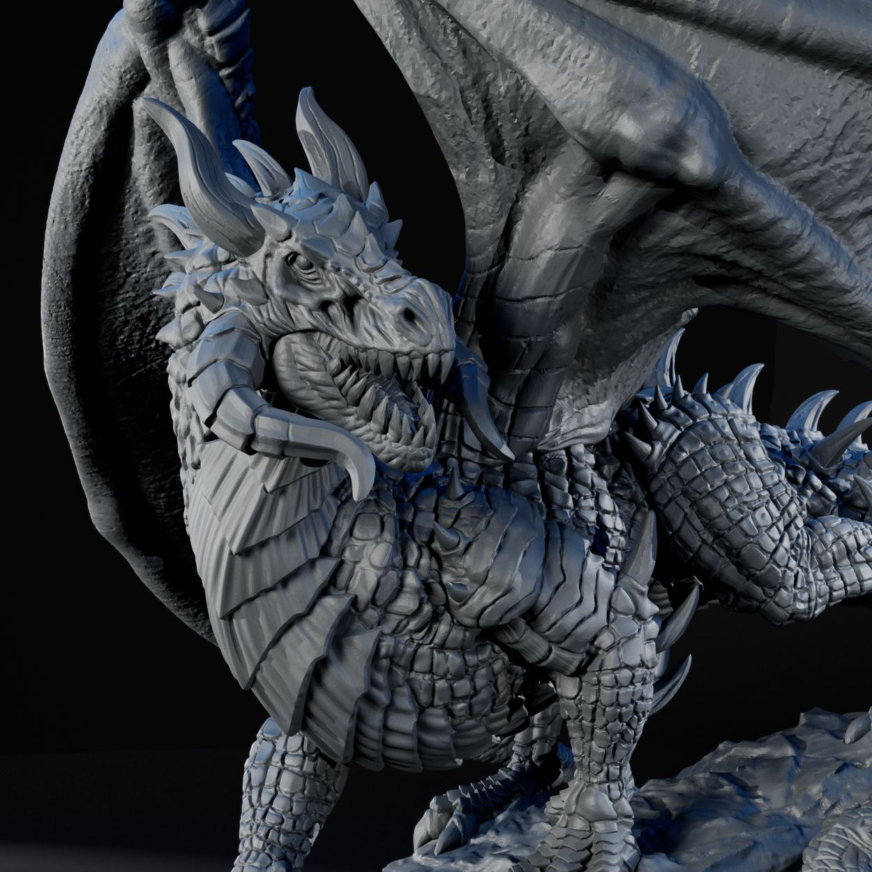 Ancient Black Dragon miniature, detail view one