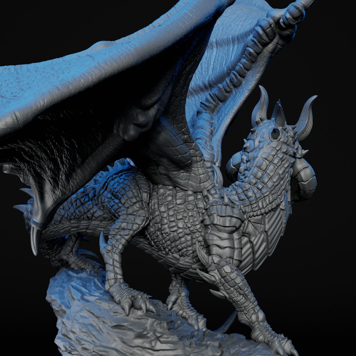 Ancient Black Dragon miniature, detail view two