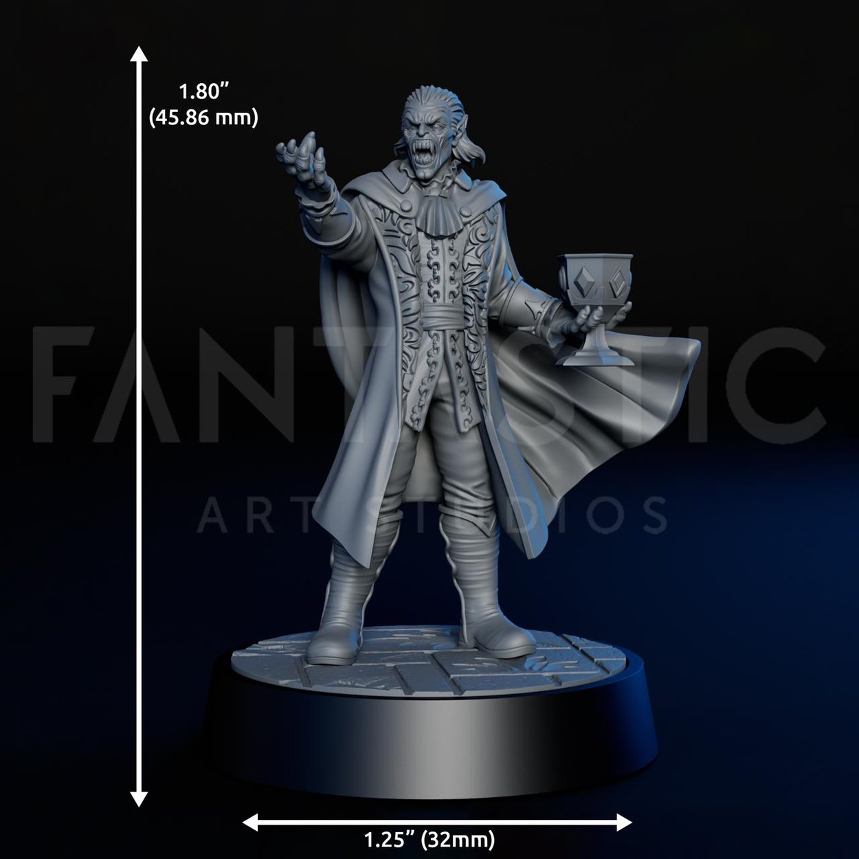 Ancient Vampire miniature, scale reference