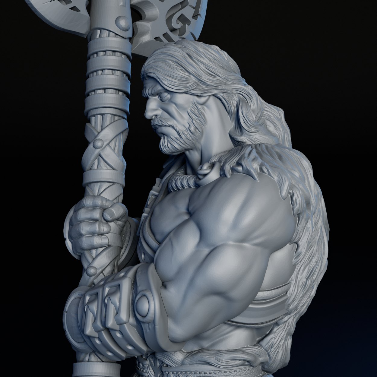 Human Barbarian miniature, detail view two