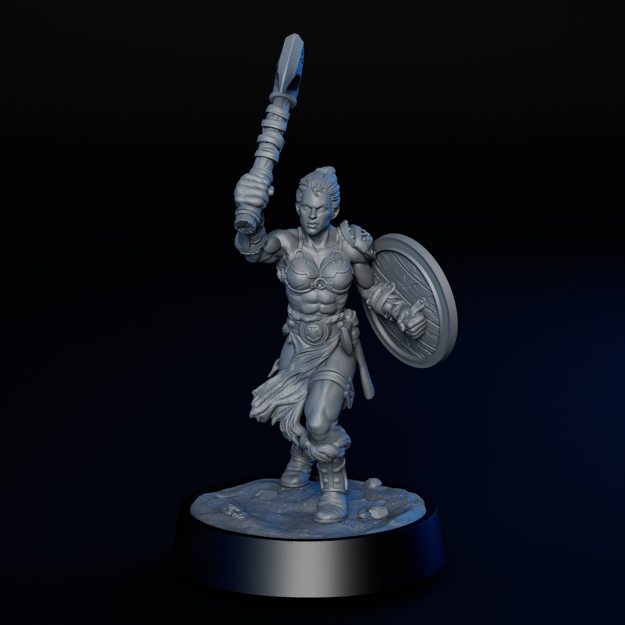 Human Barbarian Female miniature, front view