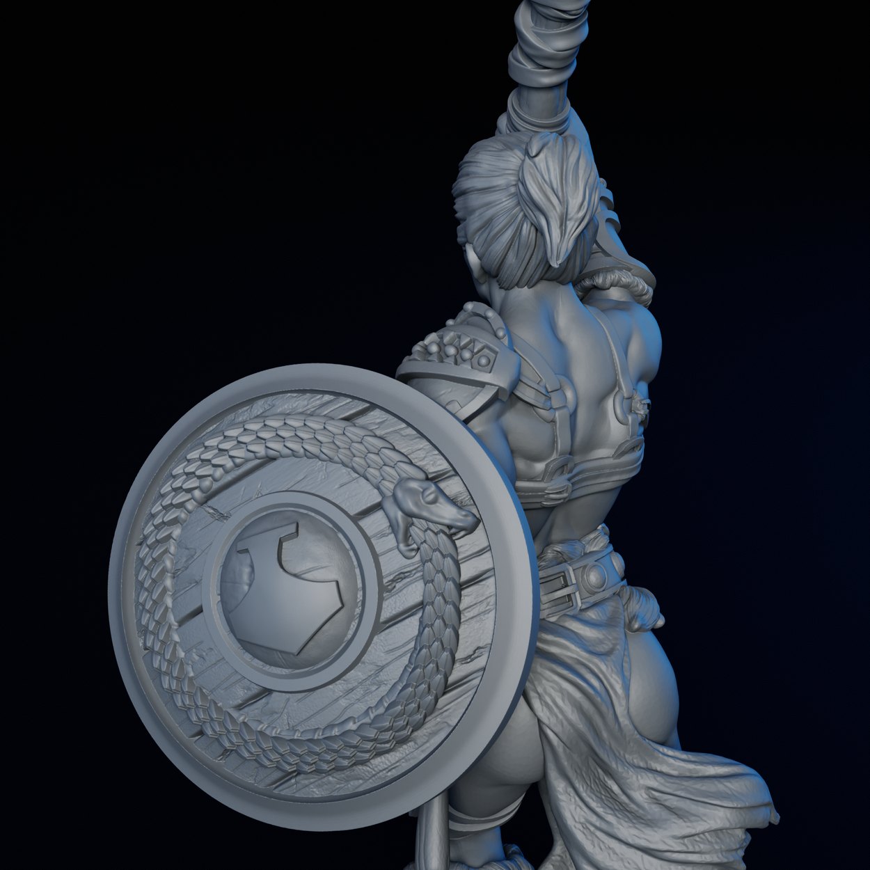Human Barbarian Female miniature, detail view two