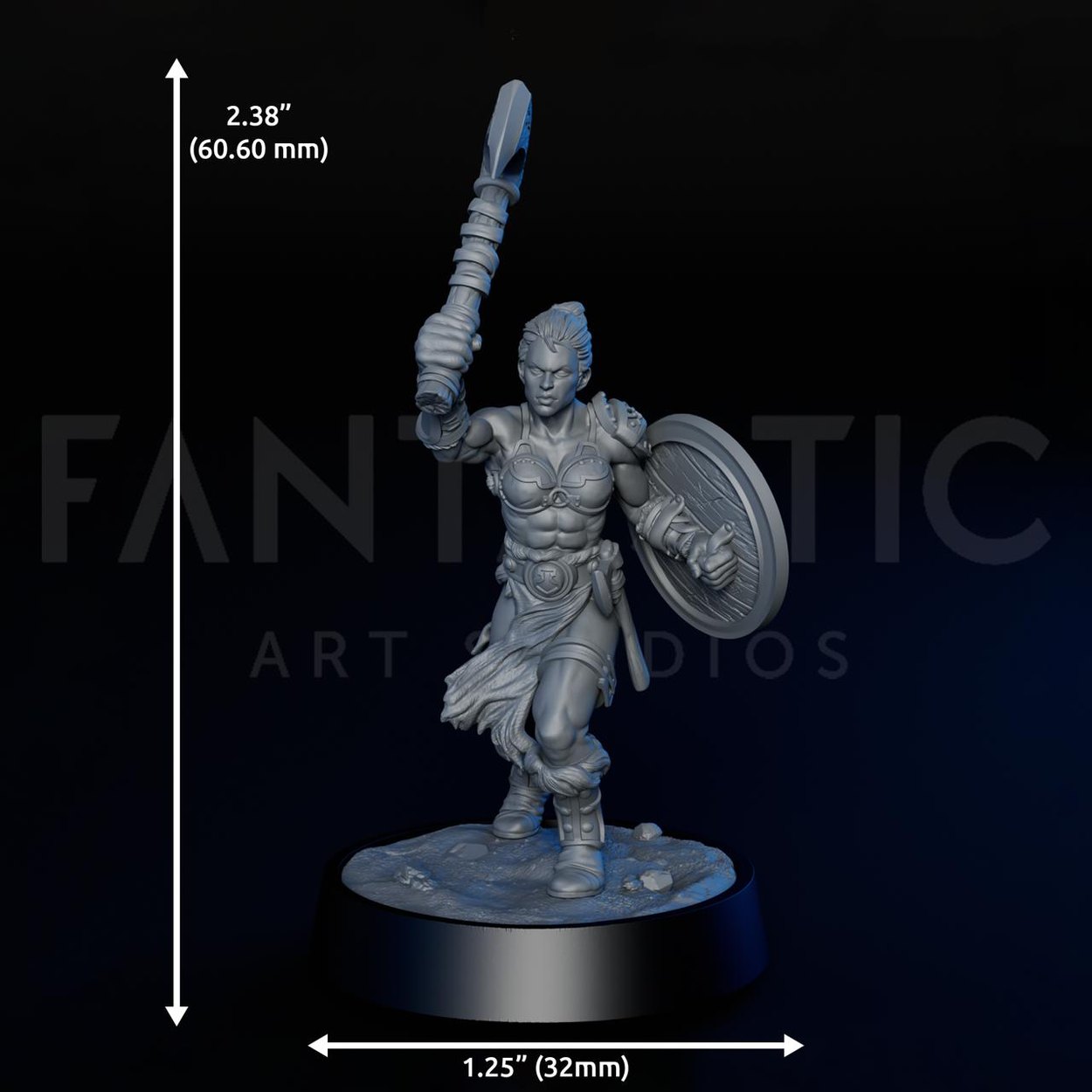 Human Barbarian Female miniature, scale reference
