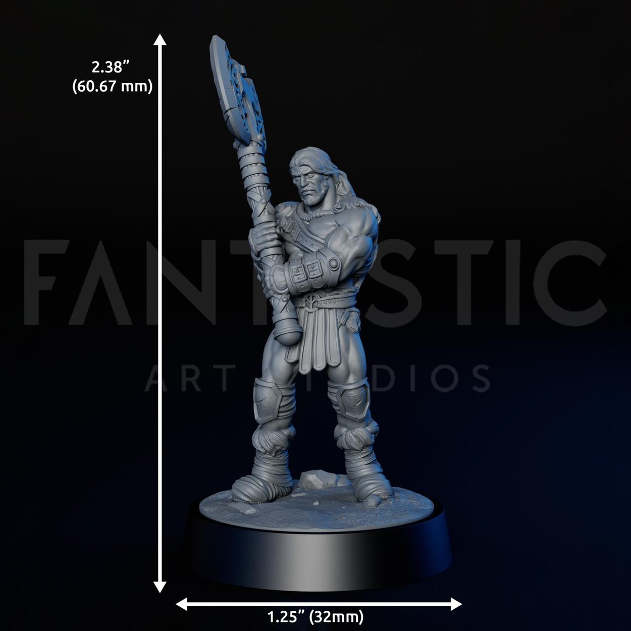 Human Barbarian Male miniature, scale reference