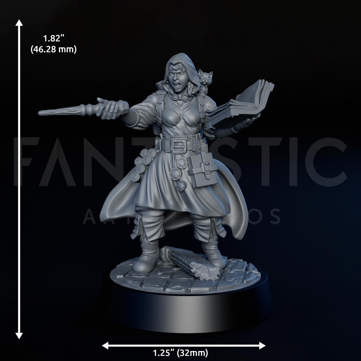 Human Mage Female miniature, scale reference