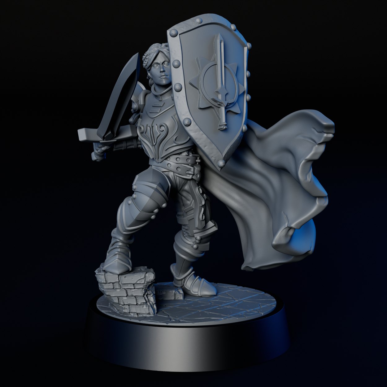 Human Warrior Female miniature, front view