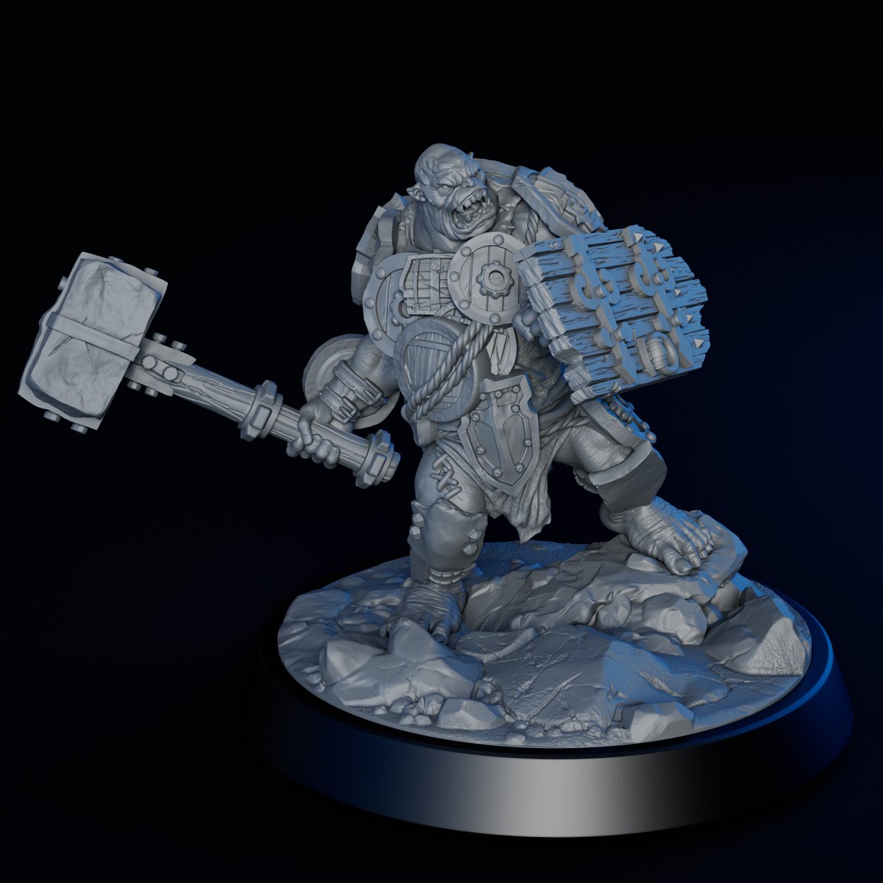 Mercenary Ogre miniature, front view