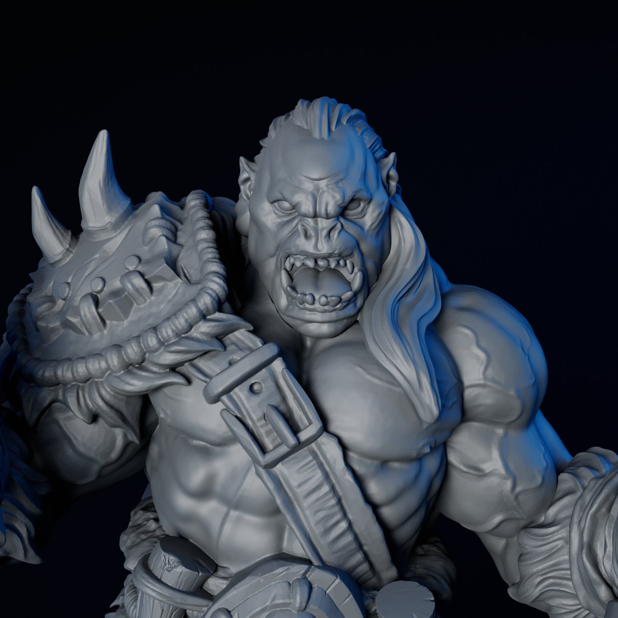 Orc Berserker miniature, detail view one