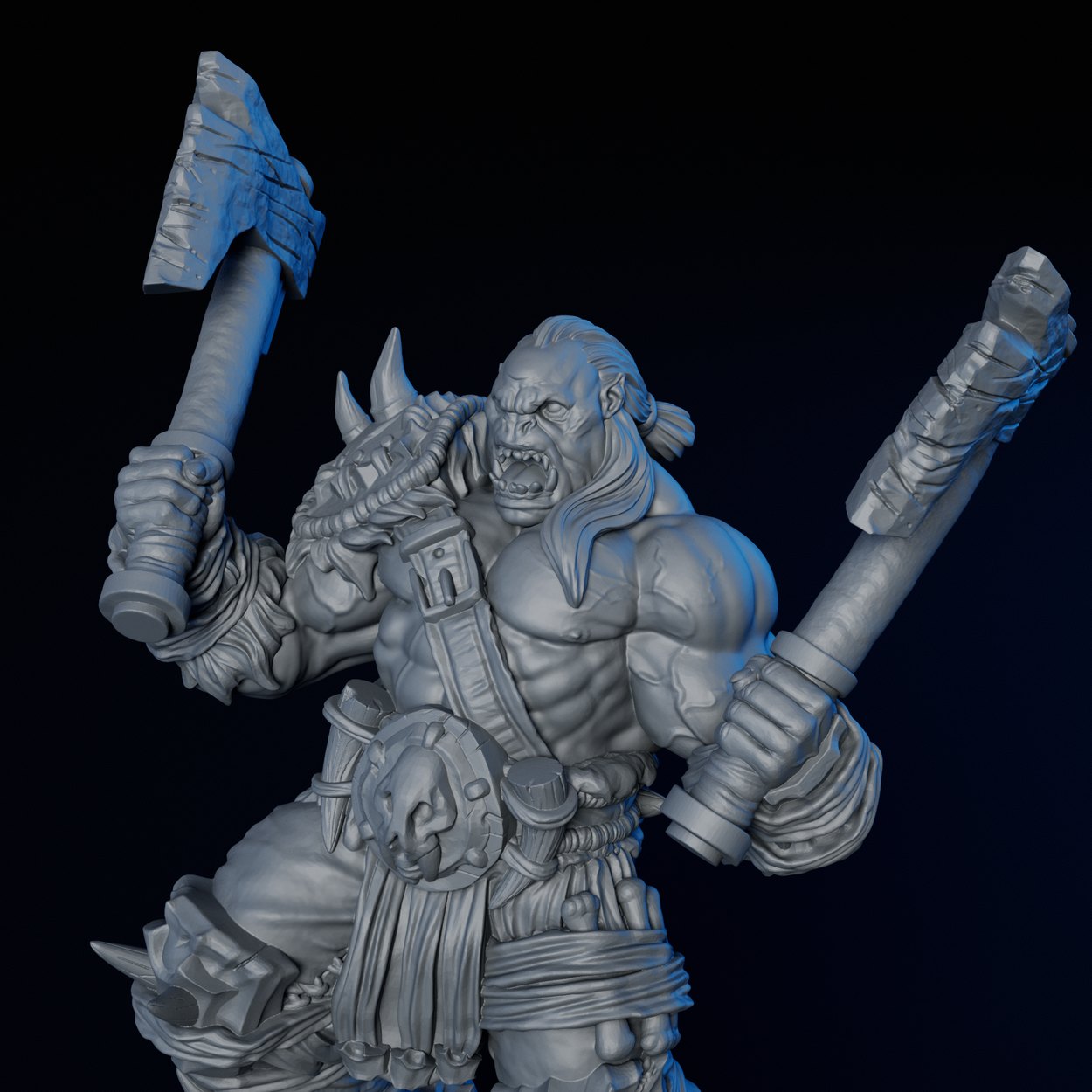 Orc Berserker miniature, detail view two