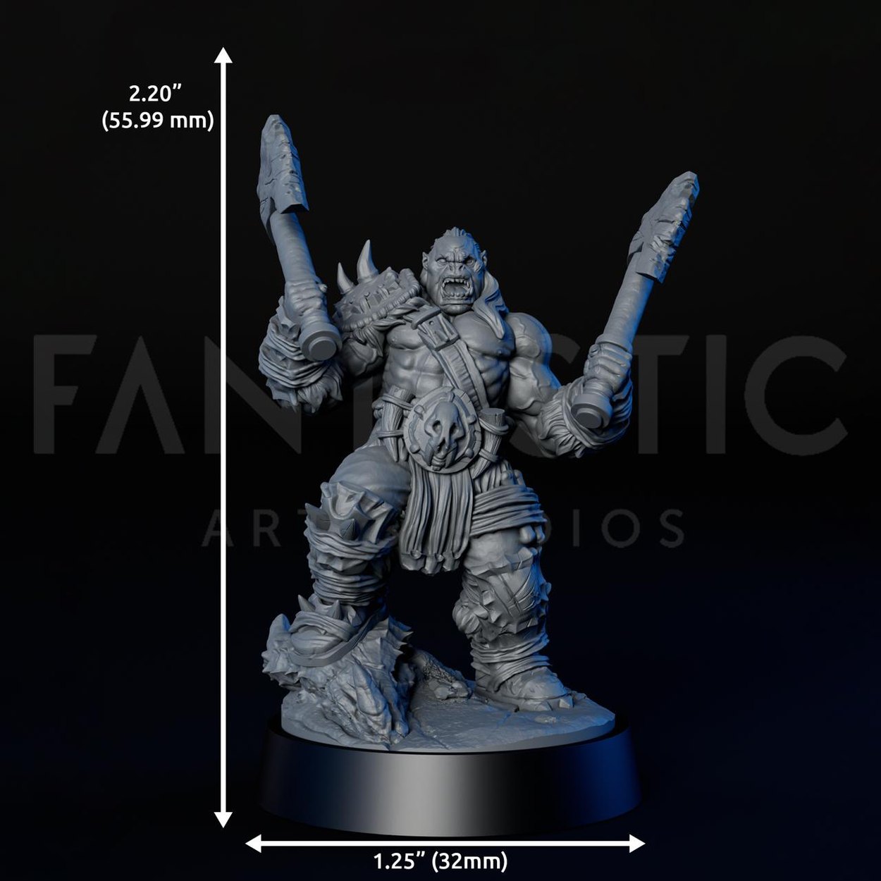 Orc Berserker miniature, scale reference