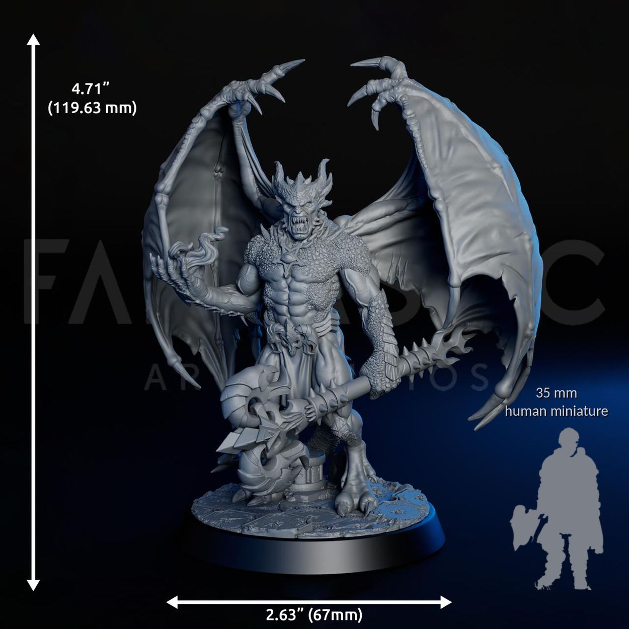Pit Fiend miniature, scale reference