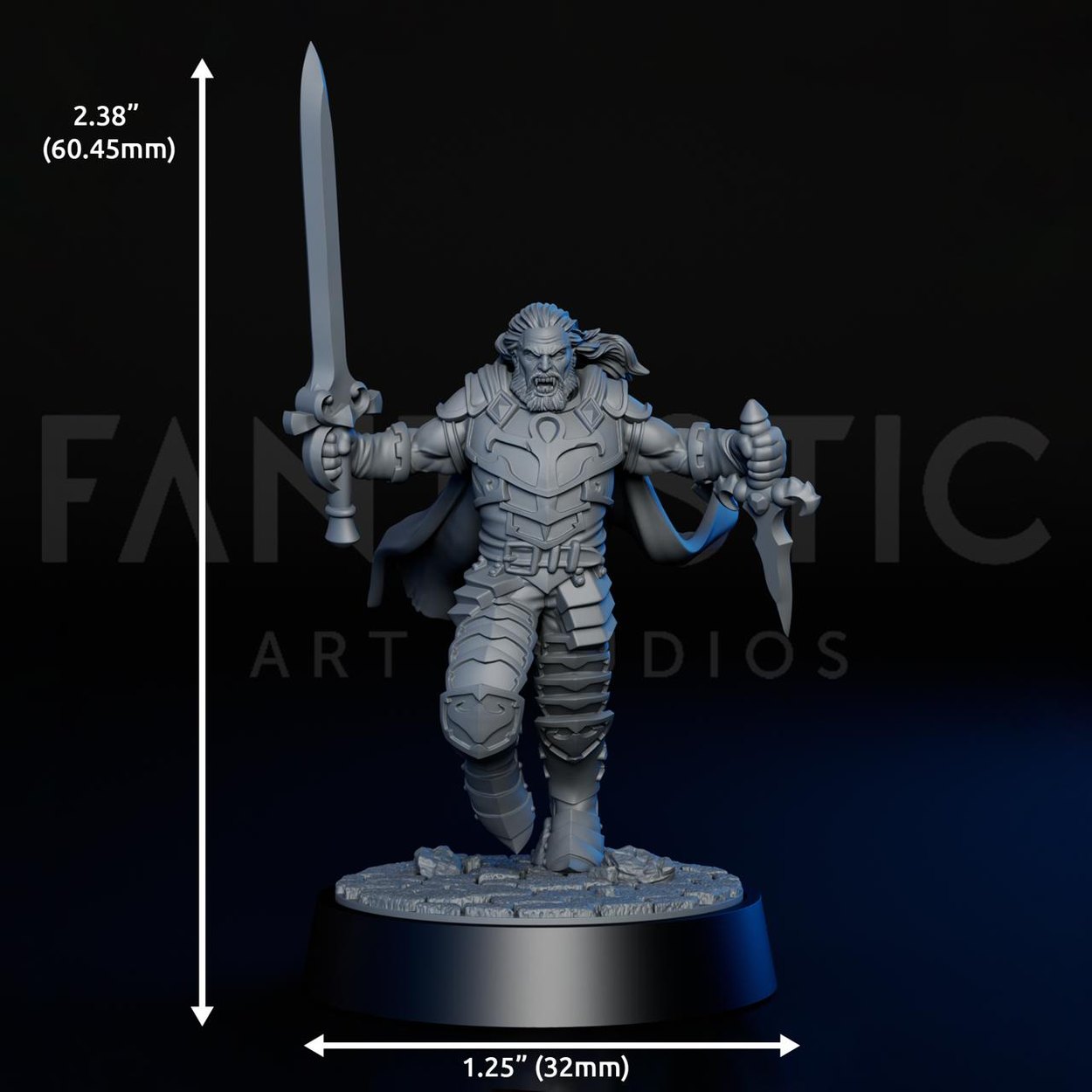 Vampire Lord miniature, scale reference